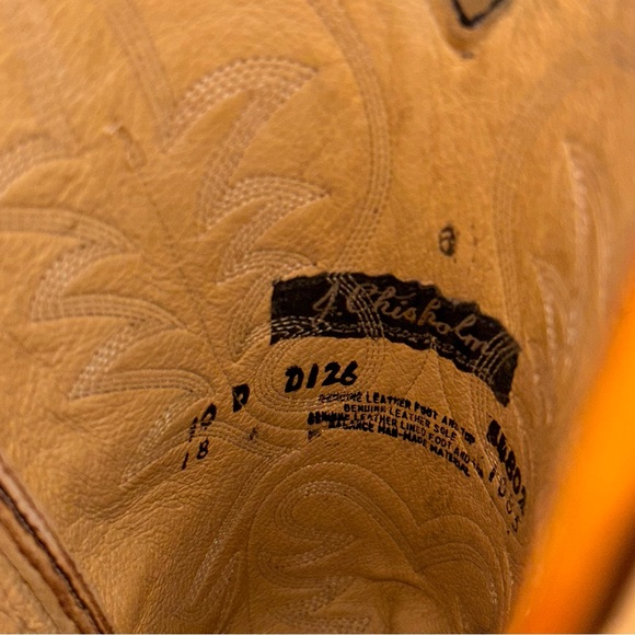 Vintage J. Chrisholm Pecan 098550 Men's Western Leather Cowboy Boots Size 10D - Picture 7 of 8